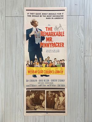 The Remarkable Mr. Pennypacker original 1959 vintage movie poster. 14x36 inches