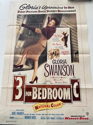 3 for Bedroom C 1952 vintage movie poster. 27 x 41 inches