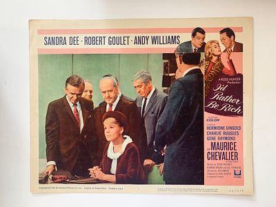 I'd Rather Be Rich original 1964 vintage lobby card on heavy card stock. 11x14 inches