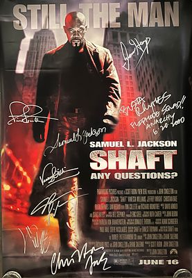 Shaft original 2000 cast signed movie poster autographed by Samuel L. Jackson, Isaac Hayes 