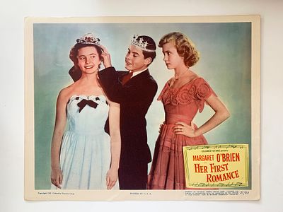 Her First Romance original 1951 vintage lobby card on heavy card stock. 11x14 inches