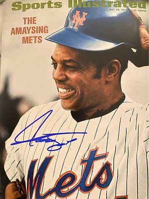 NY Mets Willie Mays signed Sports Illustrated magazine photo. 8x10 inches