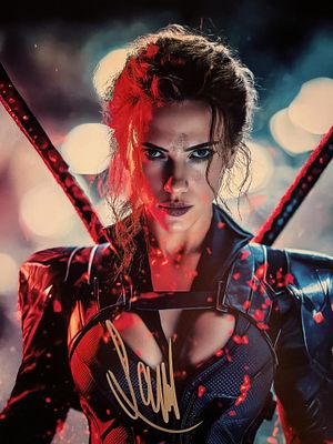 Black Widow Scarlett Johansson signed photo. 8x10 inches