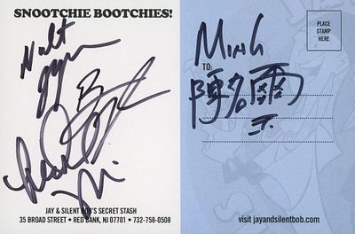 Jay and Silent Bob's Secret Stash signed post card autographed by Kevin Smith, Walter Flanagan 