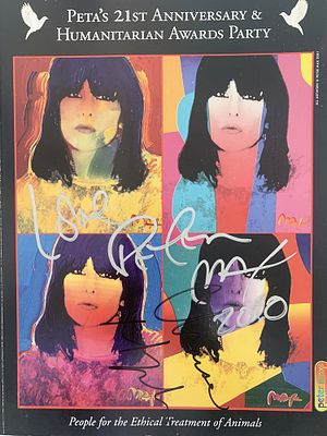 Peta 21st Anniversary & Awards Party Peter Max and Chrissie Hynde signed program. Peta's 21st 