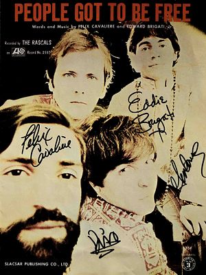 The Rascals People Got To Be Free Signd Sheet Music. Signed by Felix Cavaliere, Eddie Brigati 