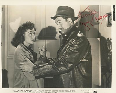 Superman George Reeves signed photo. Man at Large signed movie photo autographed by George 