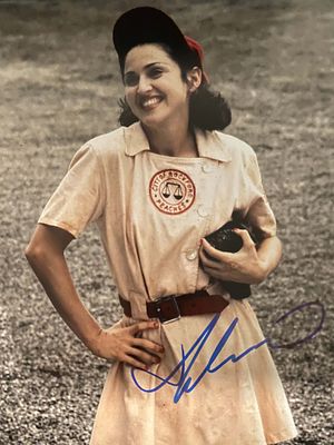 A League of Their Own Madonna signed movie photo. A League of Their Own signed movie photo 