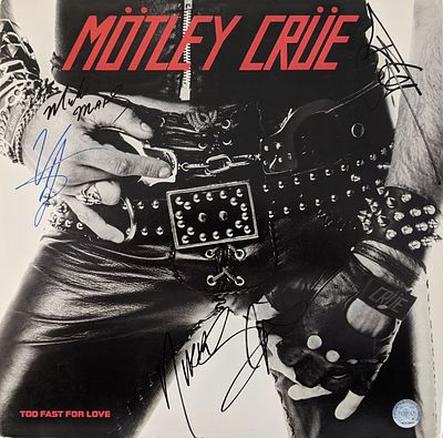 Motley Crue Too Fast For Love Signed Album. GFA Authenticated. Motley Crue Too Fast For Love 