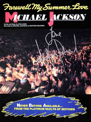 Michael Jackson signed sheet music. Michael Jackson Farewell My Summer Love sheet music signed 