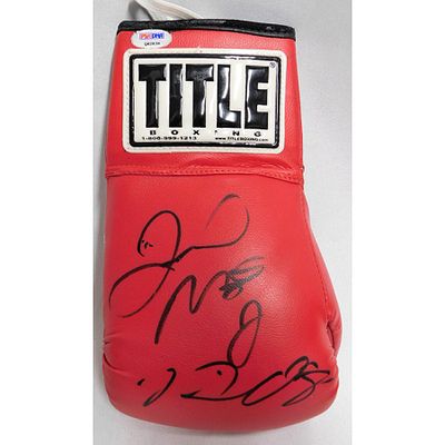 Floyd Mayweather Jr. Victor Ortiz Signed Title Boxing Glove. Autographed boxing glove: Floyd 