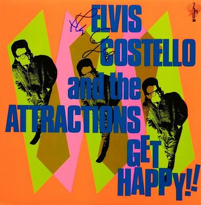 Elvis Costello And The Attractions Get Happy!! signed album. Elvis Costello And The Attractions 