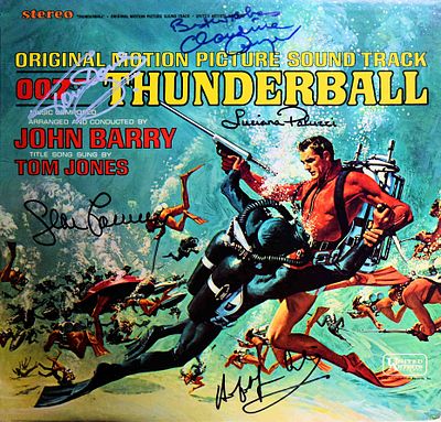 James Bond Thunderball Original Motion Picture Soundtrack signed by cast. The Original Motion 