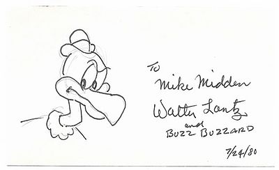 Woody Woodpecker creator Walter Lantz Signed Artwork. Woody Woodpecker creator Walter Lantz 