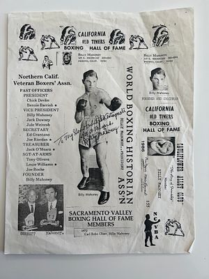 Boxer Billy Mahoney signed print.9x12 inches