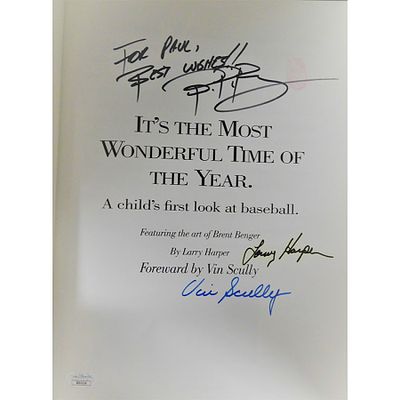 It's The Most Wonderful Time of the Year Signed Book Vin Scully Larry Harper JSA. Signed 