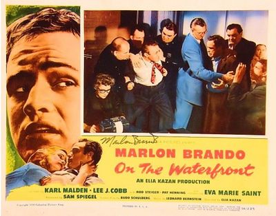 On The Waterfront Marlon Brando signed lobby card. Marlon Brando 14 in. by 11 in. 1954 "On The 