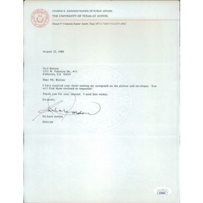 Texas Senator Barbara Jordan Signed Typed Reply Letter JSA Authenticated. Barbara Jordan Texas 