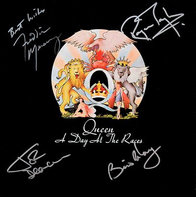 Queen A Day the the Races band signed album. Queen 1976 A Day the the Races signed album 