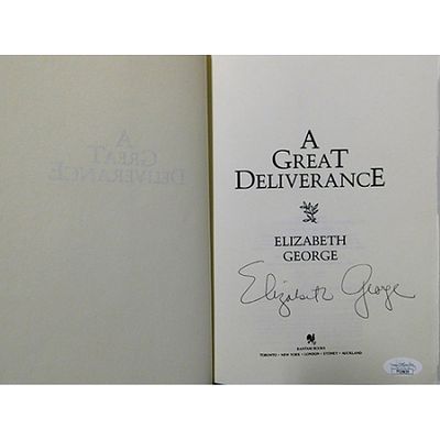 Suspense Novelist Elizabeth George Signed A Great Deliverance First Edition Book JSA Authenticated. 