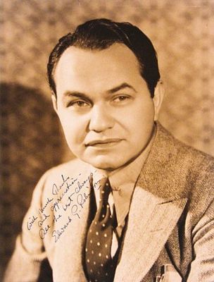 Double Indemnity Edward G. Robinson signed portrait photo. 14 in. by 11 in. 1937 Black and white 
