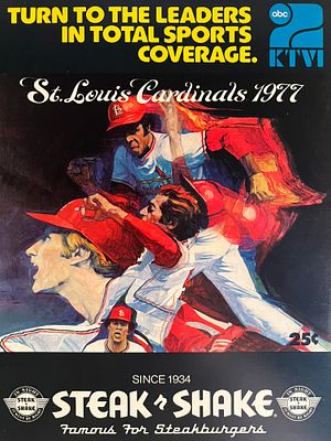 St Louis Cardinals 1977 scorecard. 8x11 inches