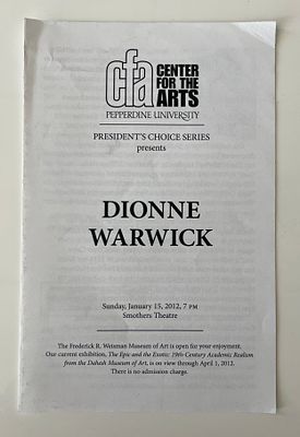 Dionne Warwick Center for the Arts program-Jan 15, 2017. 6x9 inches