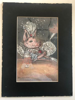 Fennetta the Pigasus - Queen of the Lightheart Ballroom - All Heart Designs Original Art. Fennett 