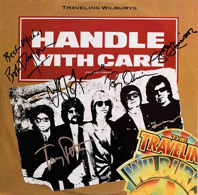 Traveling Wilburys signed 12 Inch Single album. Traveling Wilburys 12 Inch Single album 