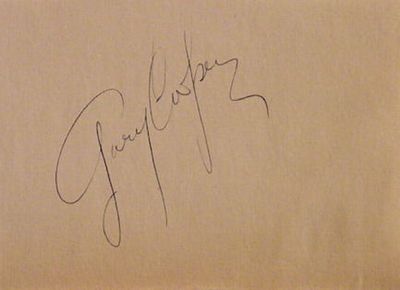 Gary Cooper signature slip. Gary Cooper 5 1/4 in. by 3 1/4 in. signature slip
