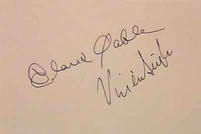 Clark Gable and Vivien Leigh signature slip. Clark Gable and Vivien Leigh 5 in. by 3 1/2 in. 