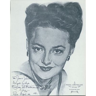 Gone with the Wind Olivia de Havilland Signed 8x10 Volpe Page Photo JSA Authenticated. Signed 