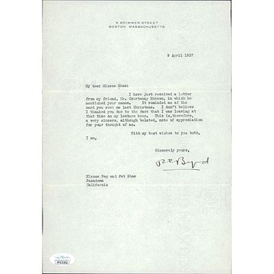 Polar Explorer Richard Byrd Signed Typed Letter Stationery JSA Authenticated. Richard Byrd Polar 