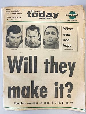 Chicago American Today Original 1970 Vintage Newspaper - Apollo 13. Chicago American Today 