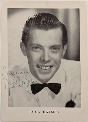Musician Dick Haymes Signed Photo. Dick Haymes Signed Photo - 5x7 inches