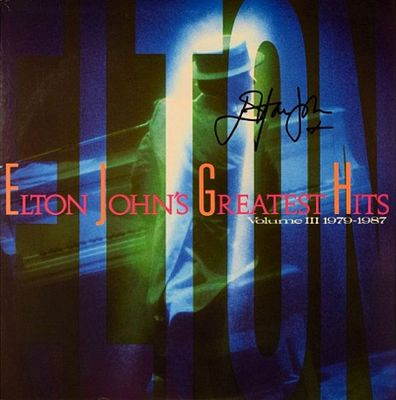 Elton John signed Greatest Hits Volume III album. Elton John's 1988 hit album Greatest Hits 