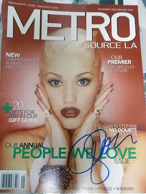 Gwen Stefani signed Metro Magazine cover