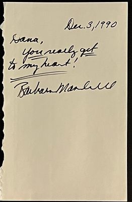 Country Singer Barbara Mandrell signed letter. Barbara Mandrell signed letter. 6x9 inches.