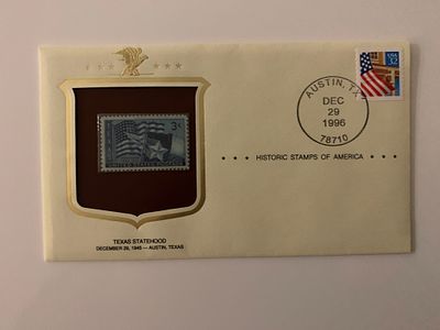 Texas Statehood - First Day Cover - Austin, TX. - 1996. Texas Statehood -Gold Foil First Day 