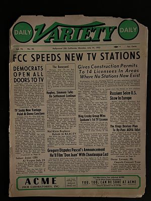 July 1952 The Hollywood Variety Daily Newspaper