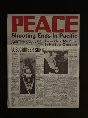 Vintage Reproduction 1945 Pittsburg Sun Telegraph Newspaper