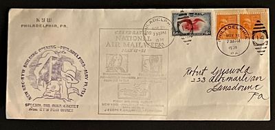 1938 Philadelphia Pennsylvania First Day Cover