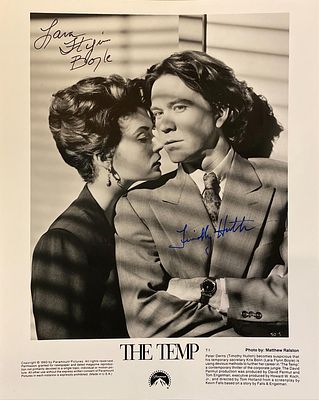 The Temp Lara Flynn Boyle and Timothy Hutton signed movie photo. The Temp signed black and white 