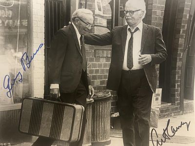 Going in Style signed movie photo autographed by George Burns and Art Carney. 10x8 inches