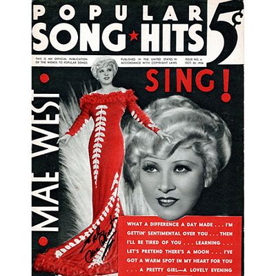 Mae West Signed Popular Song & Hits Magazine 10/20/34 JSA Authenticated. Signed collectible 