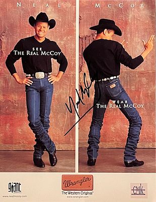 Country Singer Neal McCoy Signed Wrangler Jeans Ad Photo. Neal McCoy Signed Wrangler Jeans Ad 