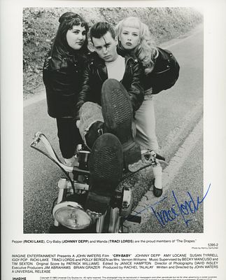 Porn Star Traci Lords Cry Baby signed photo. "Cry-Baby" 8x10 photo autographed by Traci Lords.