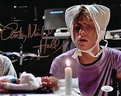 Weird Science Anthony Michael Hall signed movie photo. Weird Science signed movie photo 