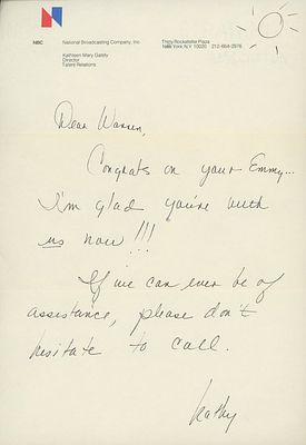 Kathleen Mary Gately (NBC) signed letter