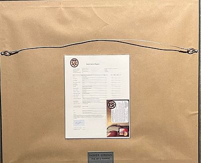 Ferdinand Porsche original signature collage. GFA authenticated. 22x26 inches